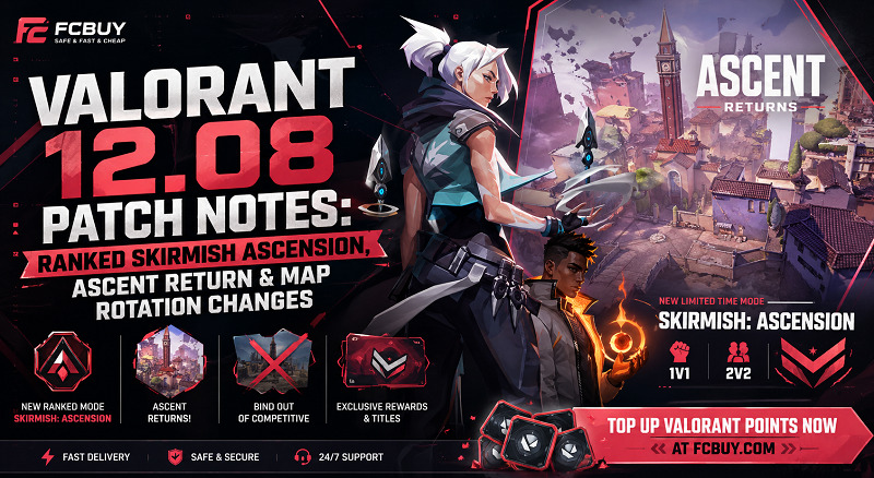 Valorant Patch 12.08 Reveals Ranked Skirmish Mode, Ascent Return, and Competitive Changes
